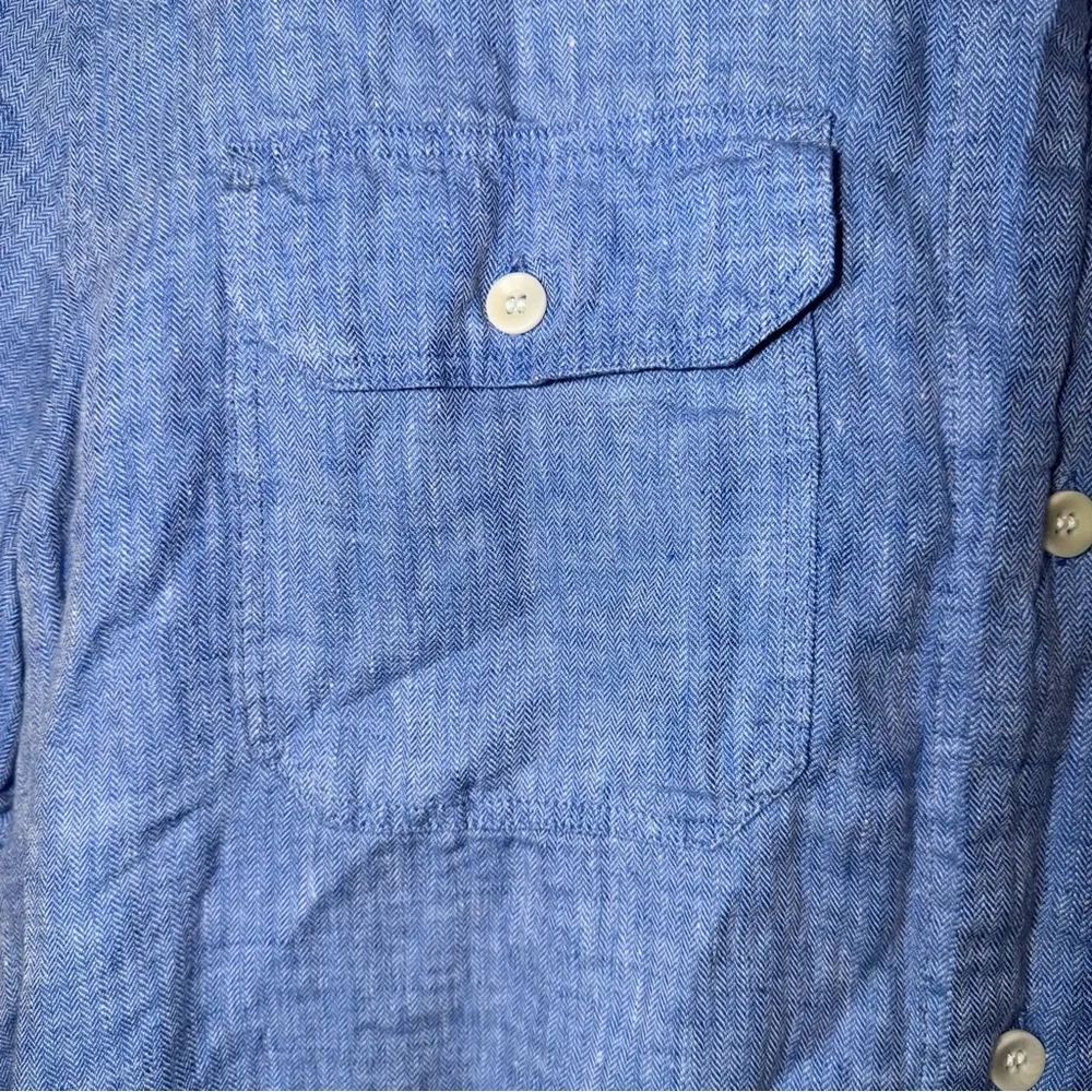 Banana Republic Men’s Short‎ Sleeve 100% Linen Blue XL Tall